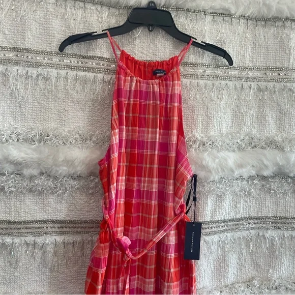 Tommy Hilfiger Pink / Orange Gingham Plaid Belted Dress - Picture 2 of 8